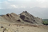 Ladakh - Leh, ruins of the old fort with the mountains of the Stok range on the background